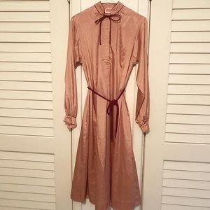 Vintage 80s Rose Gold Dot Dress